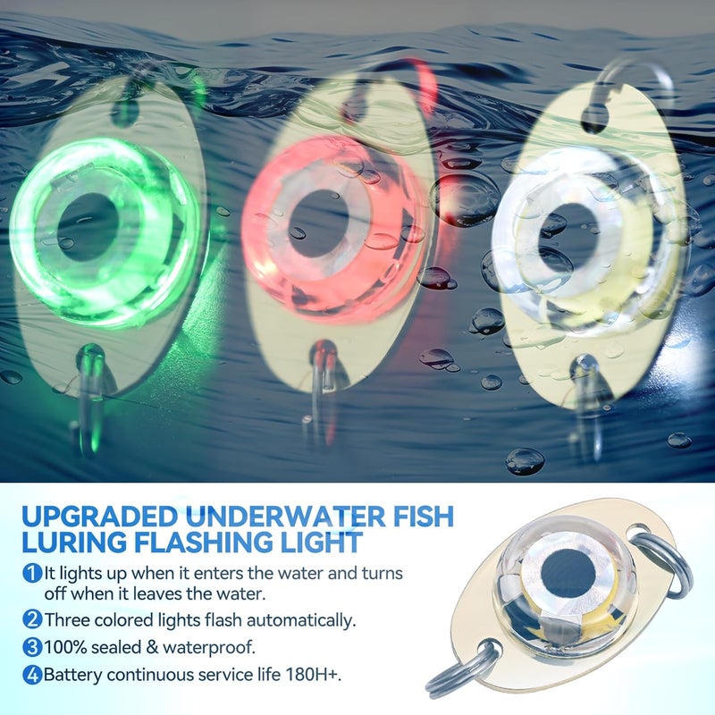 DunkTeam LED Underwater Fishing Lures，LED Lighted Bait Flasher，Deep Drop Fishing Lures，Fish Eye Attractive Light Bait Lure Lamp 5PCS - Image 5